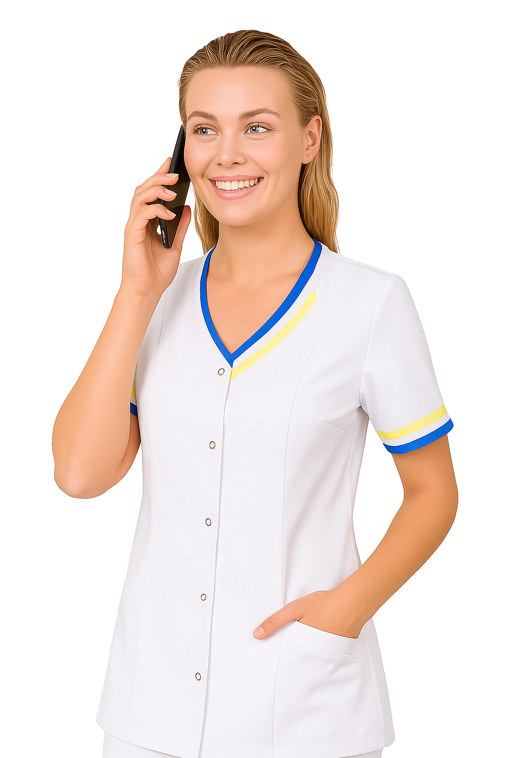 Żakiet medyczny damski Doris 2MS3_20_medicstar.pl Damski żakiet medyczny Doris MS3_20 od Medicstar to połączenie elegancji, funkcjonalności i wygody. Wykonany z wysokiej jakości tkaniny (65% poliester, 35% bawełna) o gramaturze 175 g/m², zapewnia komfort noszenia i trwałość nawet przy częstym praniu do 60°C. Idealny dla pielęgniarek, lekarek i kosmetologów. Nowoczesny krój podkreśla sylwetkę i zapewnia profesjonalny wygląd w pracy.”