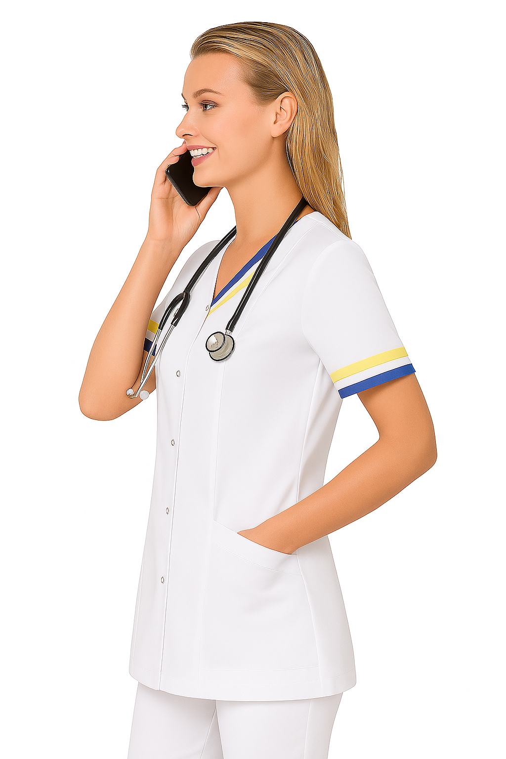 Żakiet medyczny damski Doris 3MS3_20_medicstar.pl Damski żakiet medyczny Doris MS3_20 od Medicstar to połączenie elegancji, funkcjonalności i wygody. Wykonany z wysokiej jakości tkaniny (65% poliester, 35% bawełna) o gramaturze 175 g/m², zapewnia komfort noszenia i trwałość nawet przy częstym praniu do 60°C. Idealny dla pielęgniarek, lekarek i kosmetologów. Nowoczesny krój podkreśla sylwetkę i zapewnia profesjonalny wygląd w pracy.”