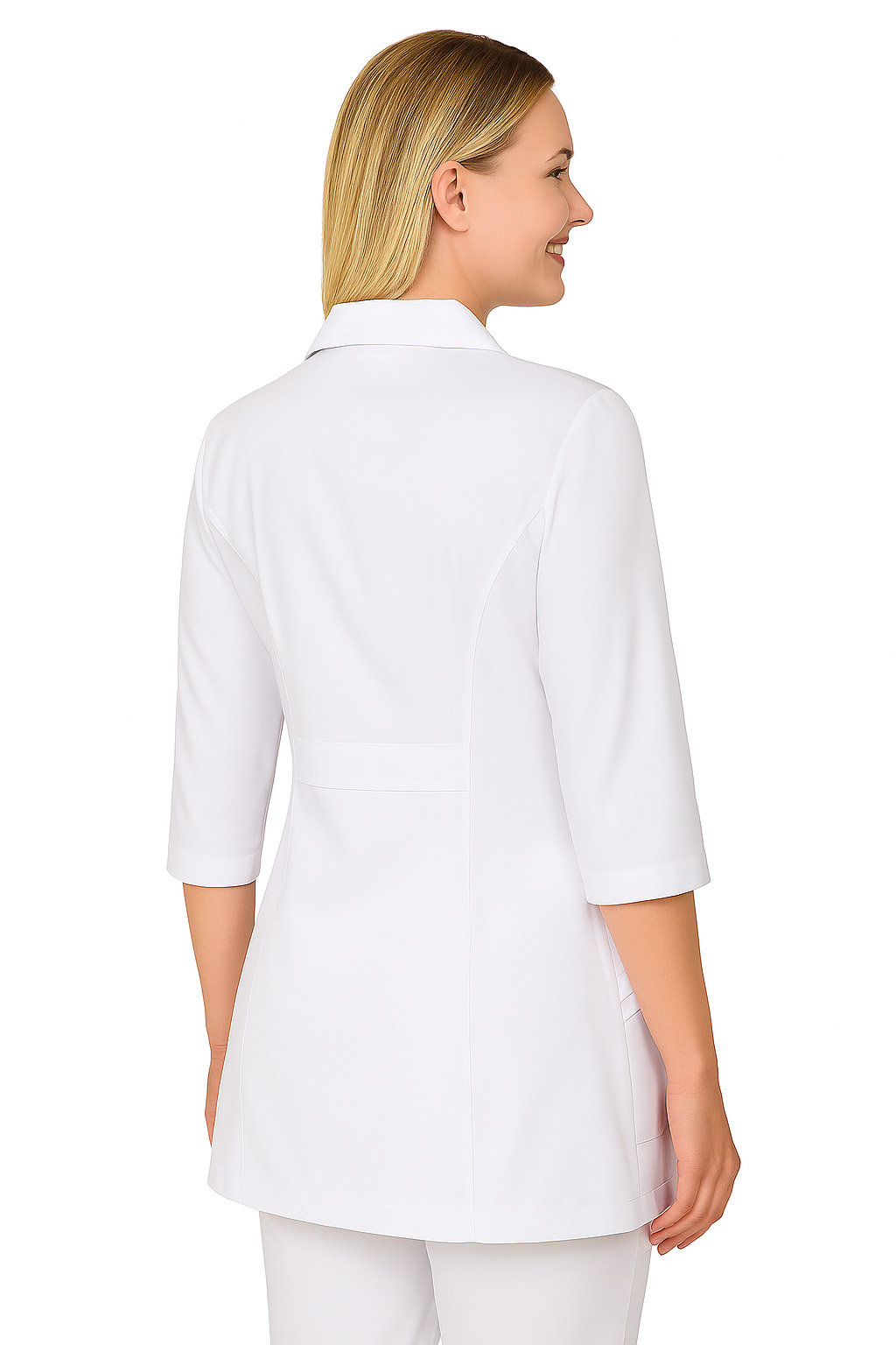 żakiet-medyczny-damskii-bianka-ms3_14-medicstar Damski żakiet medyczny Bianka MS3_14 od Medicstar to połączenie elegancji i funkcjonalności. Wykonany z trwałej tkaniny (65% poliester, 35% bawełna), zapewnia komfort noszenia i nienaganny wygląd przez cały dzień pracy. Fason z rękawem 3/4, klasycznym kołnierzykiem i ozdobnymi szczypankami na kieszeniach podkreśla kobiecą sylwetkę, zachowując profesjonalny charakter. Idealny dla lekarek, pielęgniarek, kosmetologów i farmaceutek.”