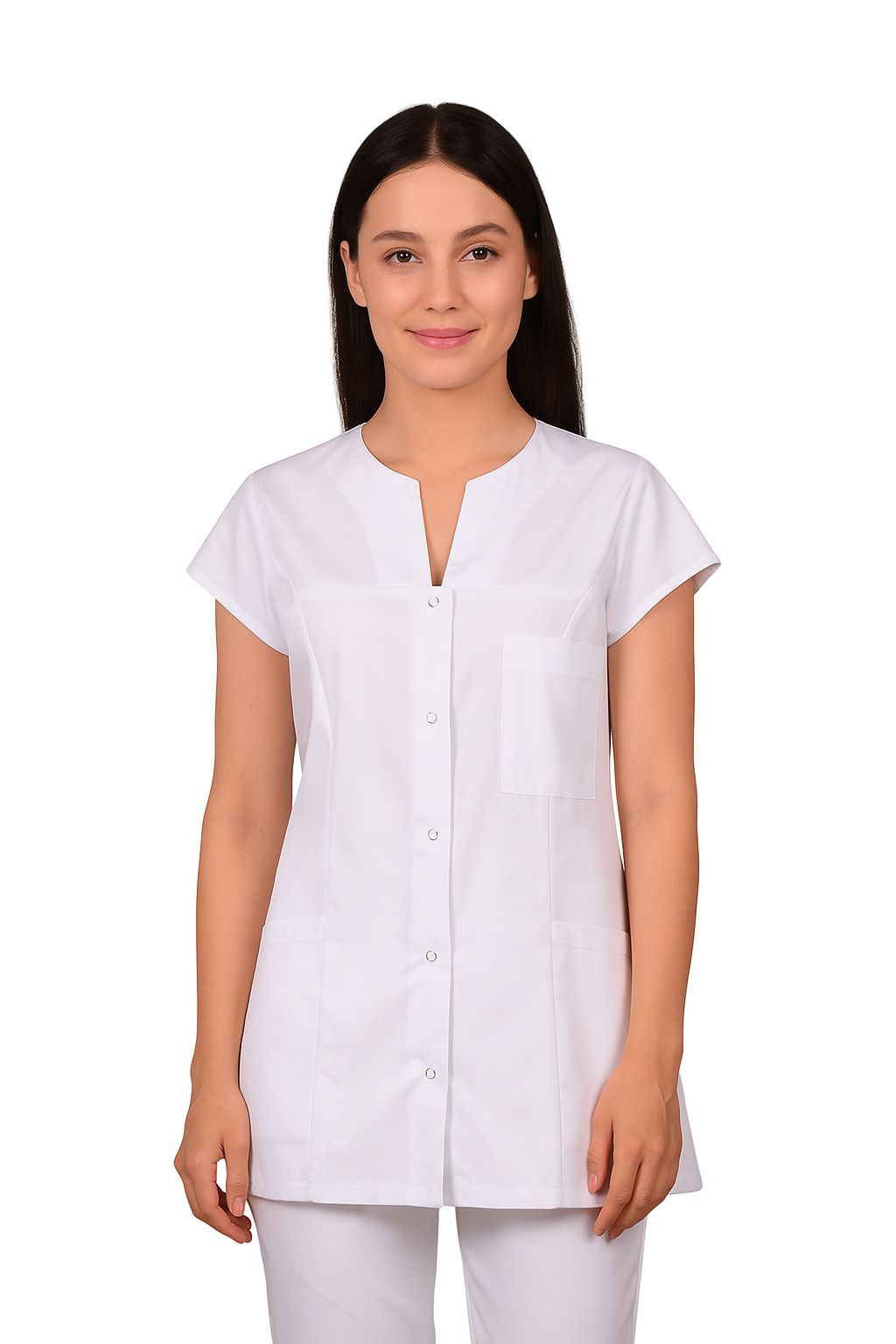 żakiet_medyczny_grażyna_medicstar1 Żakiet posiada krótkie rękawki o optymalnej szerokości, nie ograniczającej ruchów, a także jest zapinany na napy. Zadbano także o funkcjonalność i wyposażono uniform w trzy kieszenie – jedną górną naszytą na wysokości lewej piersi oraz dwie dolne estetycznie wszyte do wewnątrz Dodatkowe informacje: Istnieje możliwość nadruku lub haftu Tkanina 65% poliester 35% bawełna Gramatura 175 g/m2 Temperatura prania do 60 stopni