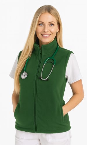 Kamizelka Polarowa Medicstar 518 Kluczowe informacje: Materiał: Wykonana z 100% poliestru, co zapewnia trwałość, odporność na uszkodzenia oraz łatwość w pielęgnacji. Gramatura: 260 g/m², idealna do ochrony przed chłodem, zachowując jednocześnie odpowiednią oddychalność. Wykończenie: Antypillingowe, co oznacza, że materiał zapobiega mechaceniu, dzięki czemu kamizelka dłużej zachowuje estetyczny wygląd.