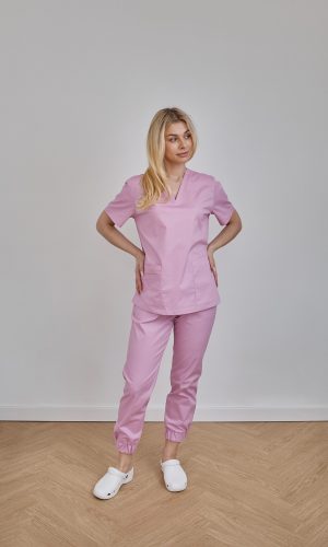 Komplet medyczny damski Medicstar Premium Flex,  Bluza Afrodyta, spodnie VIP Joggery kolor różowy