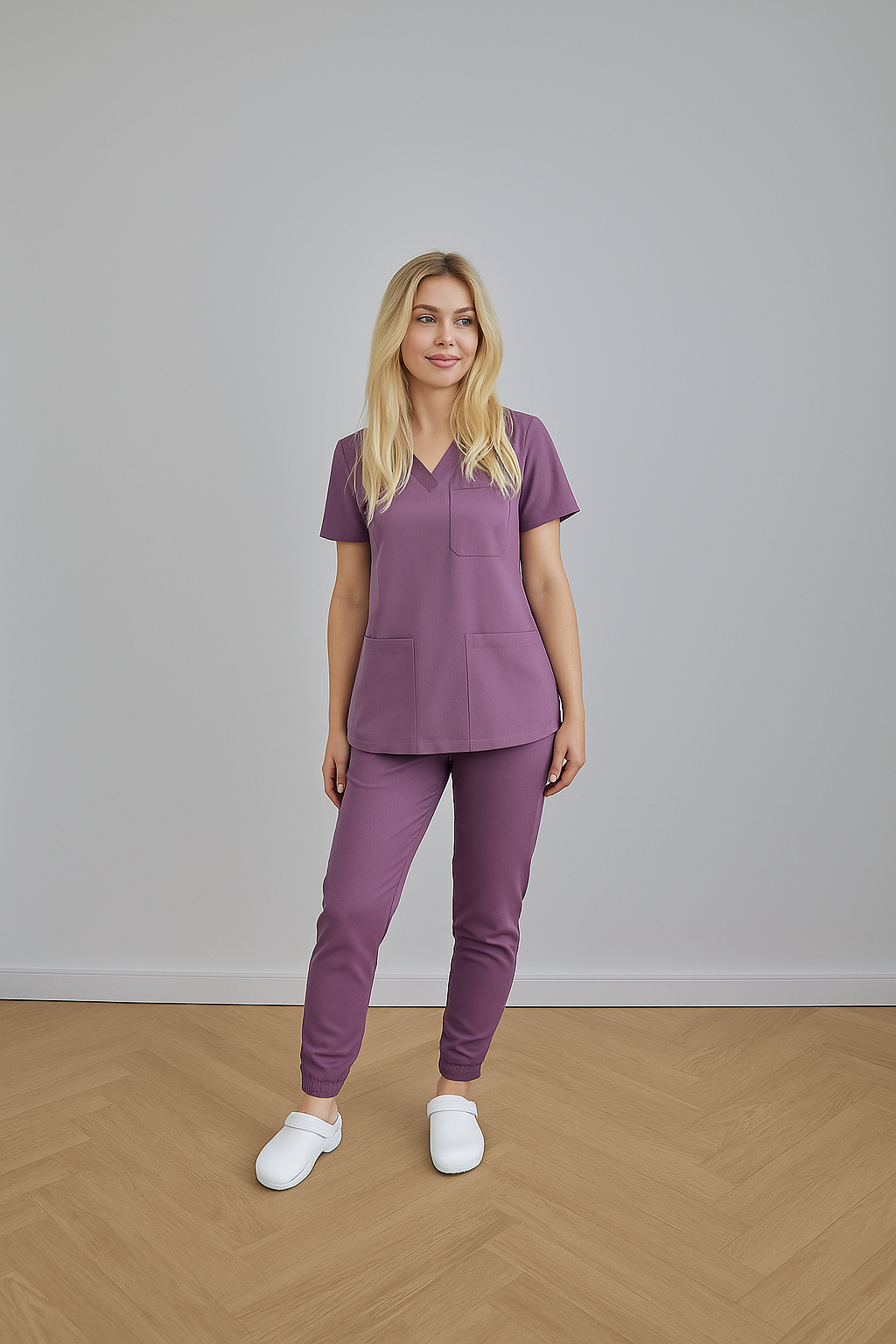 ChatGPT Image Dec 10, 2025, 05_59_39 PM Komplet medyczny damski Medicstar Cosmo Super Flex, kolor lawenda Bluza Atena, spodnie Joggery Cosmo Flex - obrazek 1