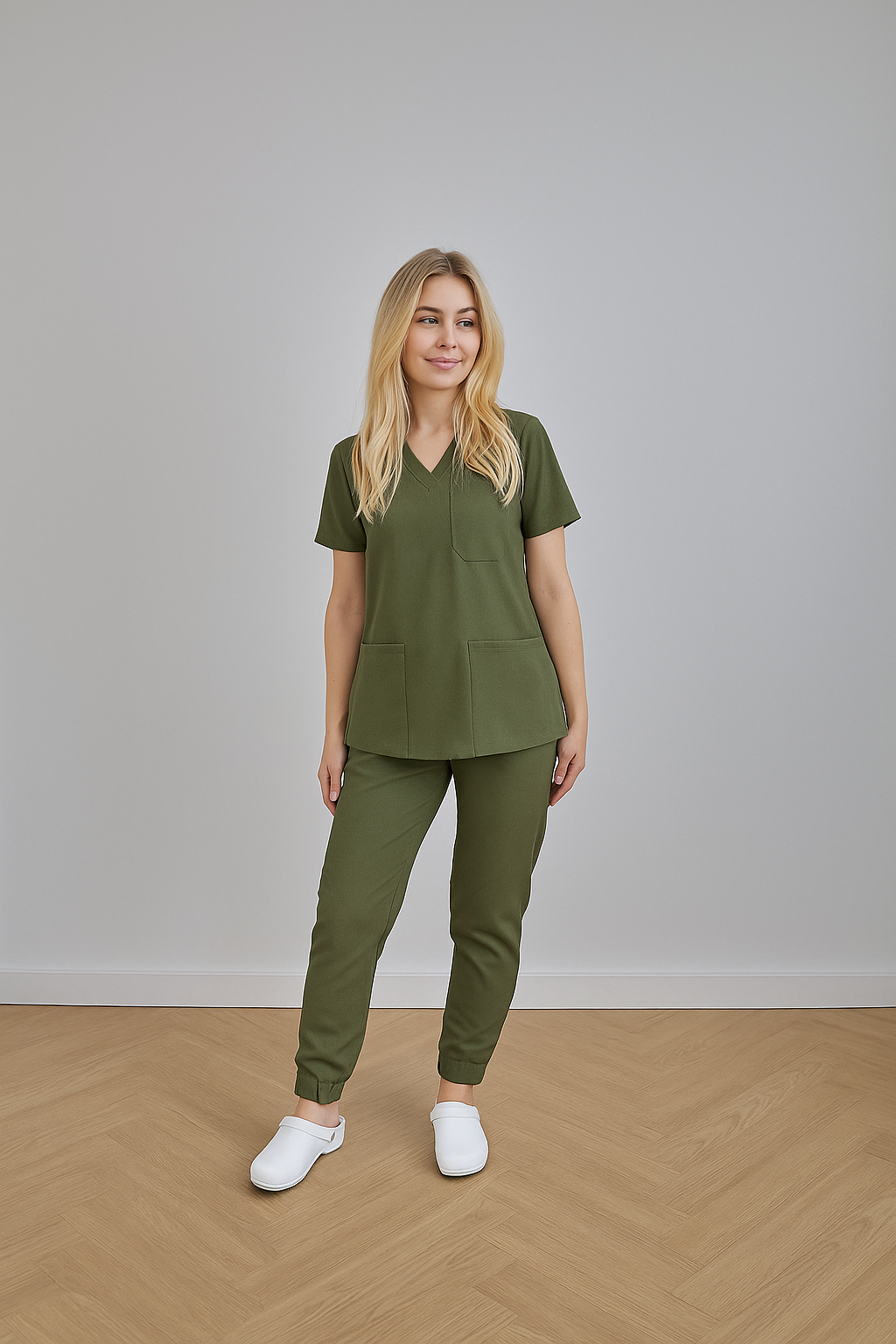 ChatGPT Image Dec 10, 2025, 06_08_49 PM Komplet medyczny damski Medicstar Cosmo Super Flex, kolor oliwka Bluza Atena, spodnie Joggery Cosmo Flex - obrazek 1
