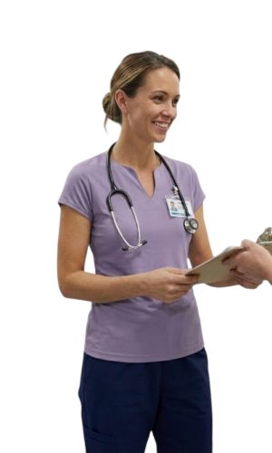 Koszulka medyczna damska Belissima to połączenie elegancji, komfortu i profesjonalizmu. Subtelnie dopasowany krój pięknie podkreśla sylwetkę, dając poczucie pewności i wygody przez cały dzień pracy. Miękka, przyjemna w dotyku bawełna single jersey z elastanem otula skórę i zapewnia swobodę ruchów. Dekolt V dodaje klasy, czyniąc koszulkę idealnym wyborem dla kobiet pracujących w medycynie, beauty i gastronomii. Zastosowanie: odzież medyczna (lekarze, pielęgniarki, fizjoterapeuci, stomatologia), odzież beauty (kosmetyczki, salony SPA, fryzjerstwo), odzież gastronomiczna (restauracje, kawiarnie, catering). Skład i parametry: 94% bawełna (single jersey) 6% elastan Gramatura: 200 g/m² * Materiał wysokiej jakości, miękki i przyjemny w dotyku