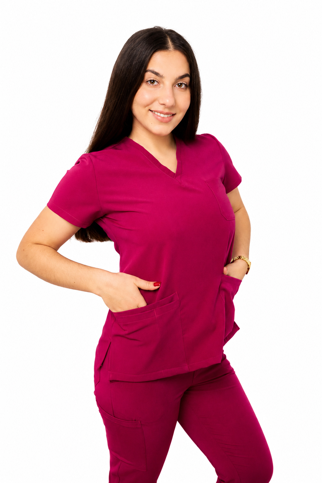 Bluza Medyczna Damska Atena Cosmo Super 2Flex kolor ciemny róż Bluza medyczna damska Atena Medicstar Cosmo super flex kolor ciemny róż - obrazek 5