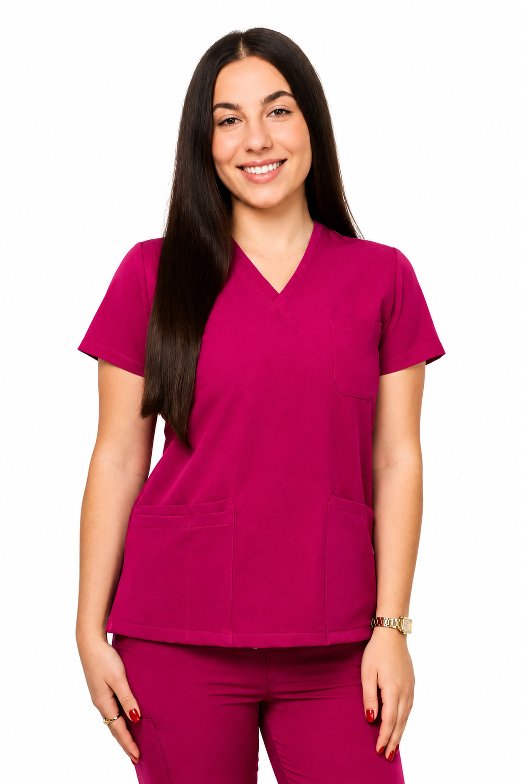 Bluza Medyczna Damska Atena Cosmo Super Flex kolor ciemny róż Bluza medyczna damska Atena Medicstar Cosmo super flex kolor ciemny róż - obrazek 3