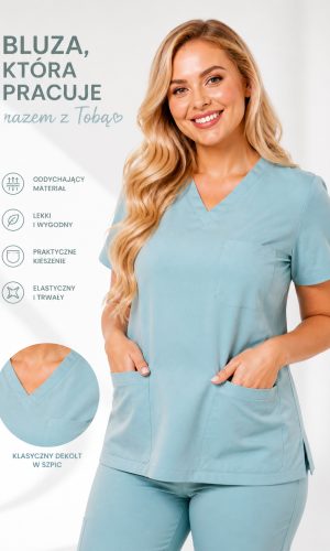 Bluza medyczna damska PLUMA Plus Size jasny błękit