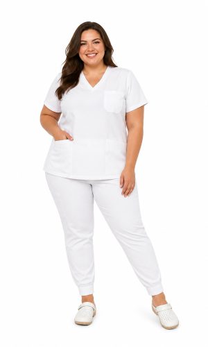 Komplet Medyczny Damski PLUMA Plus Size kolor biały
