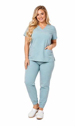 Komplet Medyczny Damski PLUMA Plus Size kolor jasny błękit