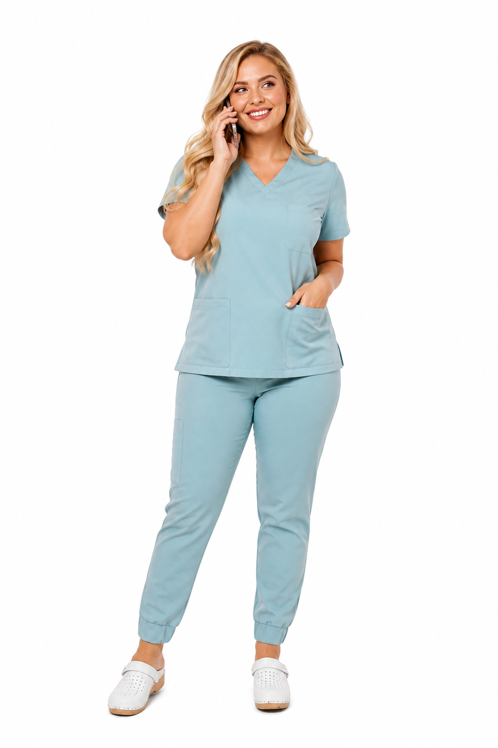 Komplet Medyczny Damski PLUMA Plus Size kolor jasny błękit - obrazek 5