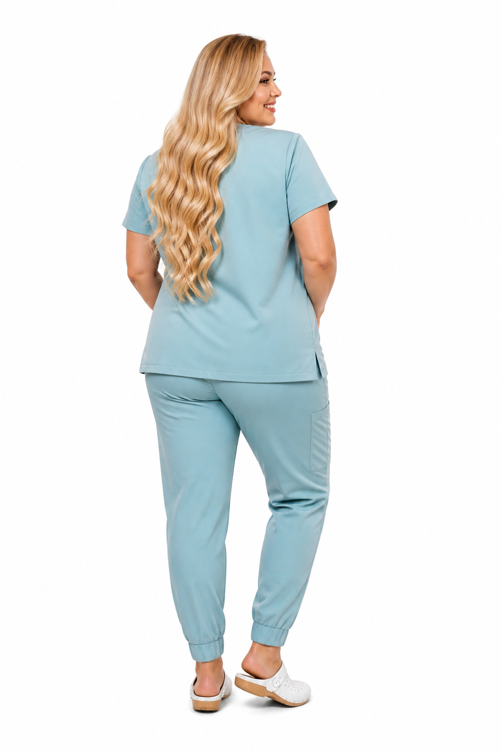 Komplet Medyczny Damski PLUMA Plus Size kolor jasny błękit - obrazek 4