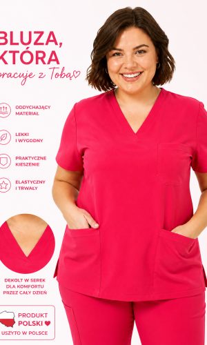 Bluza medyczna damska PLUMA Plus Size kolor amarant