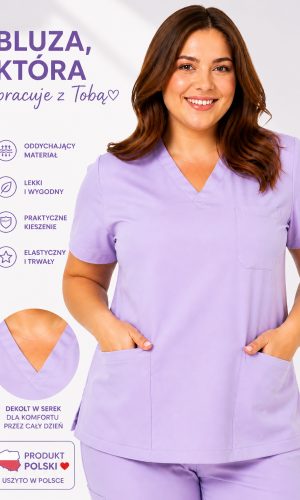 Bluza medyczna damska PLUMA Plus Size kolor lawenda