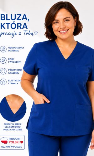 Bluza medyczna damska PLUMA Plus Size kolor niebieski