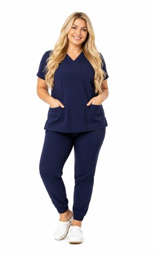 Komplet Medyczny Damski PLUMA Plus Size kolor granat