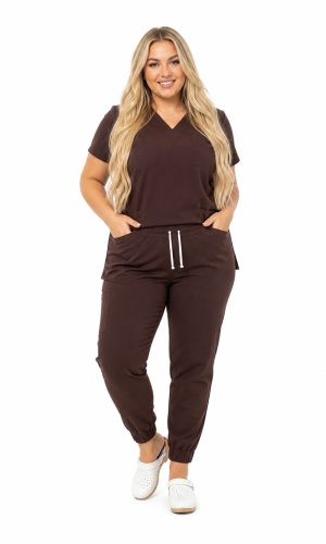 Komplet Medyczny Damski PLUMA Plus Size kolor czekolada